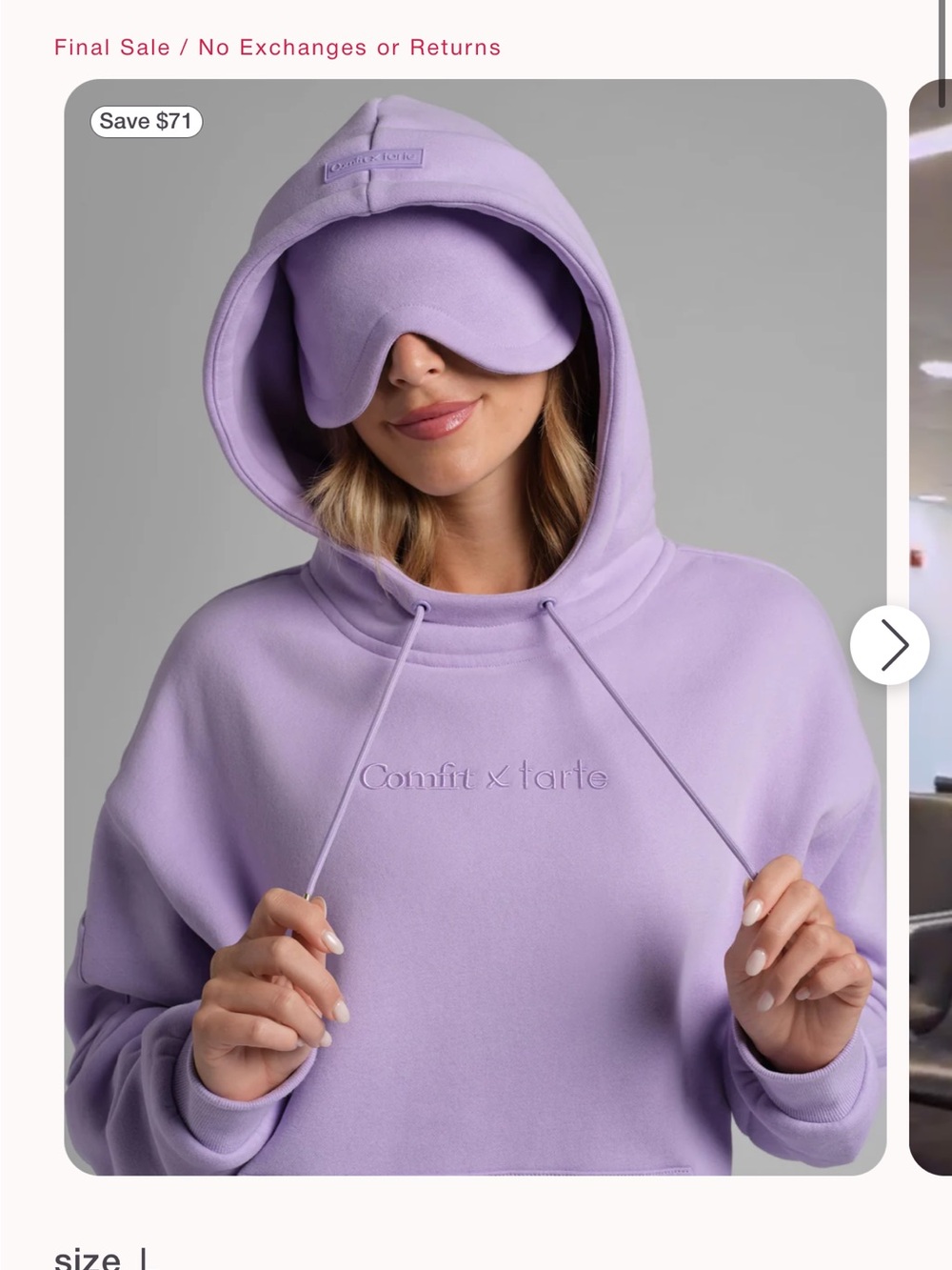 Comfit x tarte Lavender Embroidered Hoodie